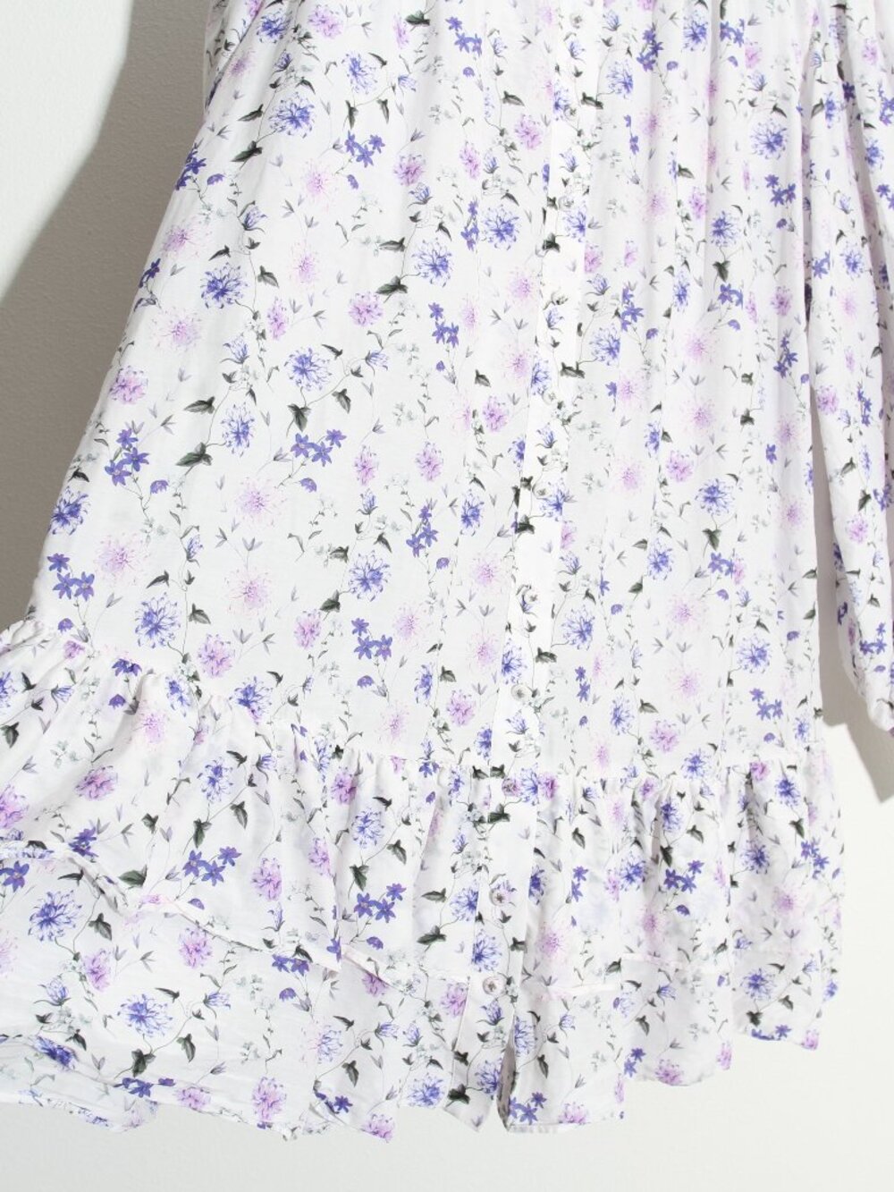 The Kooples Ditsy Floral Print Cotton Silk Mini Shirt Dress Button Long Sleeves - Picture 7 of 14